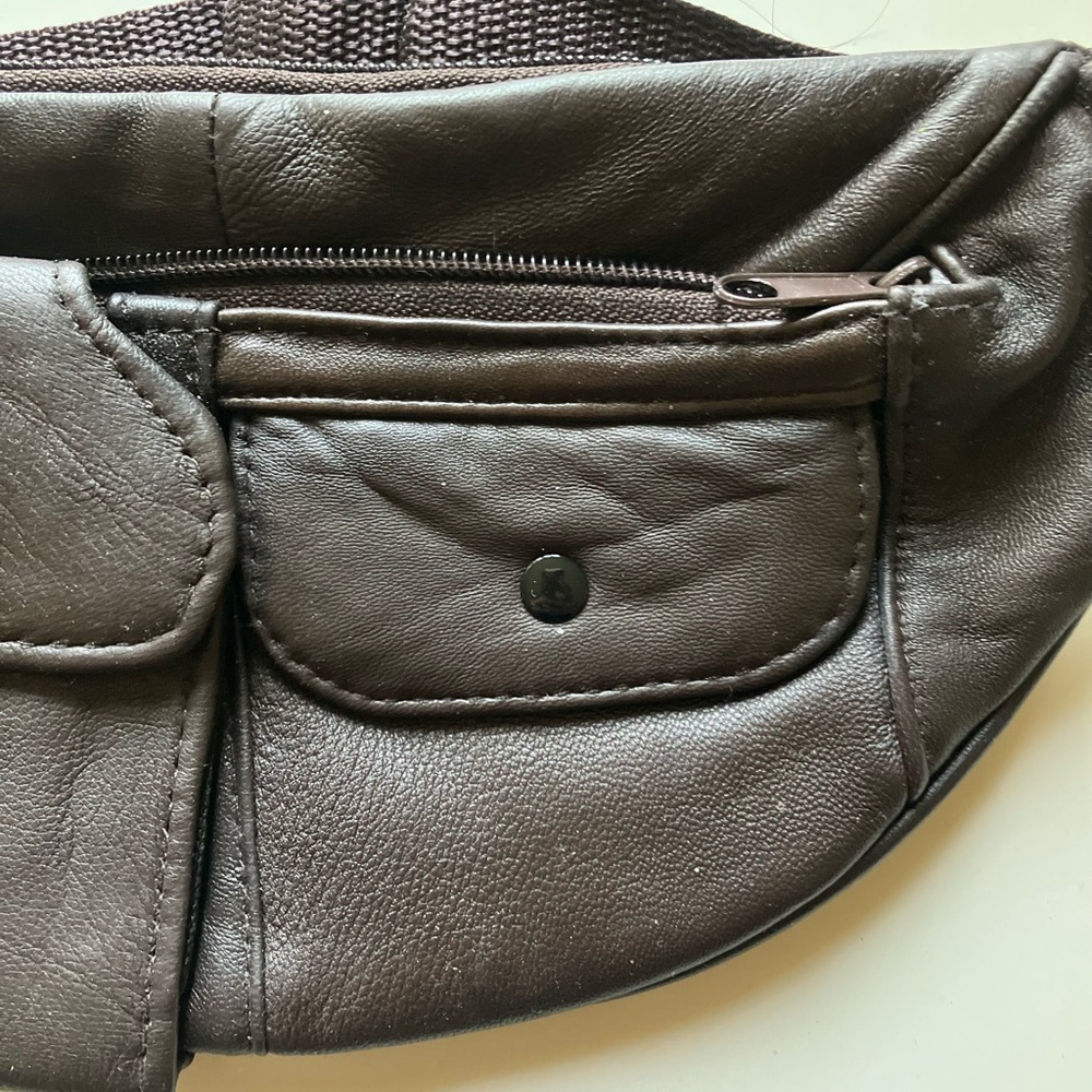 Hip Bag Brown zippers compartments adjustable belt $10